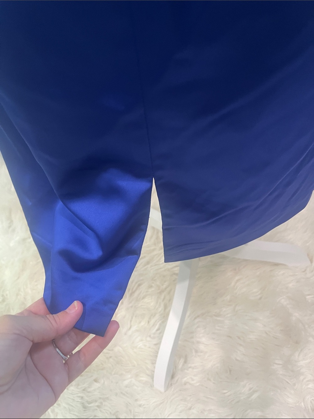 Alex and Ani Cobalt Blue One-Shoulder Satin Cocktail Dress - Picture 8 of 10